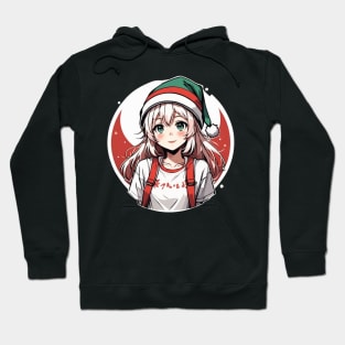 Silvered Haired Anime Girl wearing green hat Hoodie